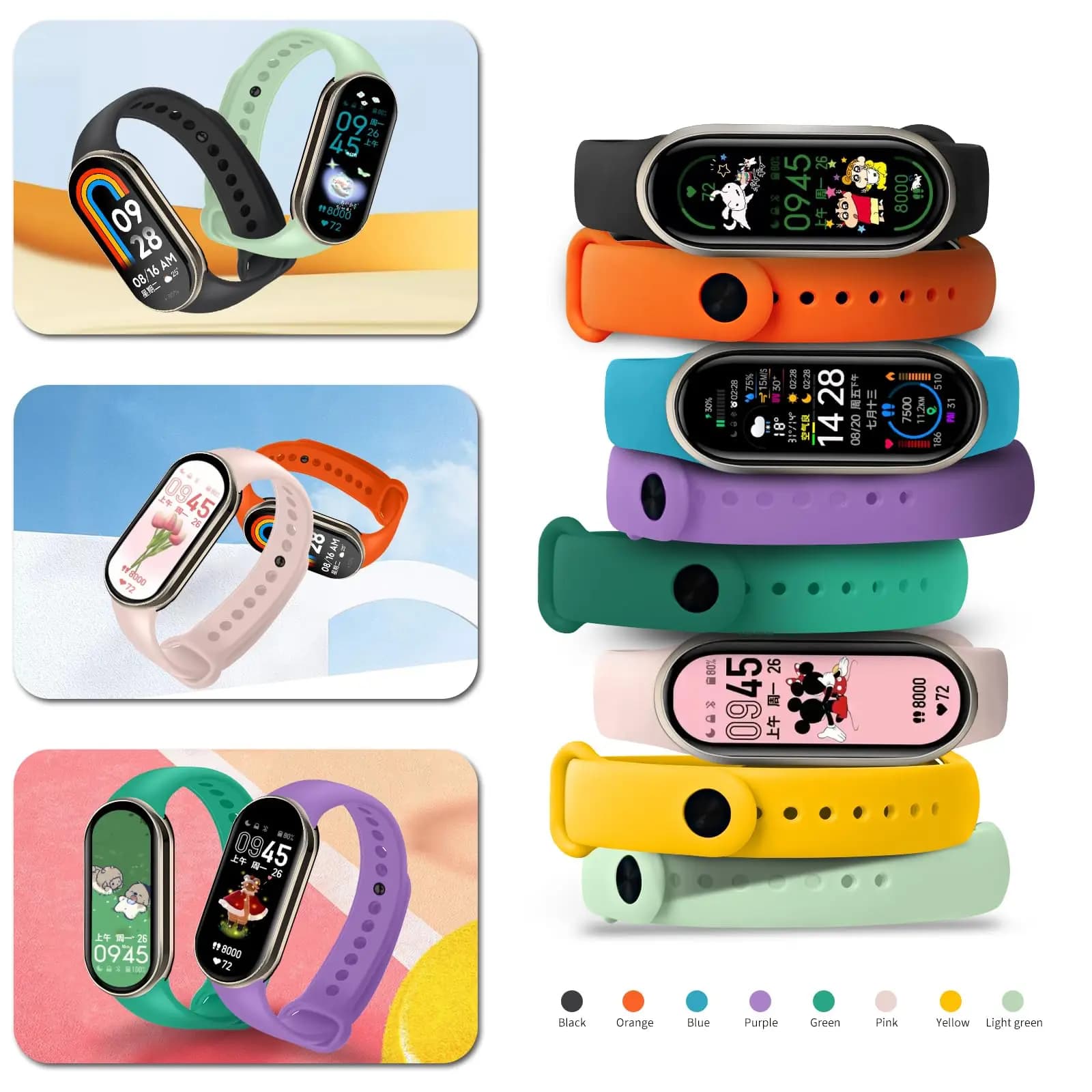 2PCS Cinturino sportivo per Xiaomi Mi band 9-8-NFC smartwatch Sostituzione miband9/8 Bracciale in silicone Cinturini impermeabili mi band 9