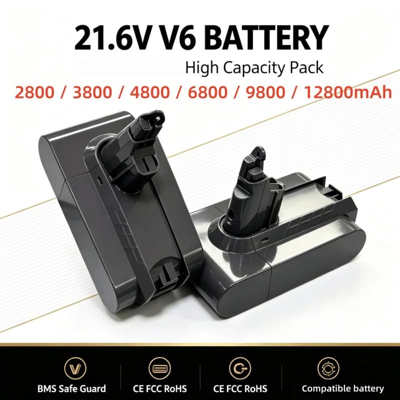 2800mAh‑12800mAh Rechargeable V6 Battery Pack Compatible With SV09 SV10 SV11 Handheld Vacuum Cleaner
