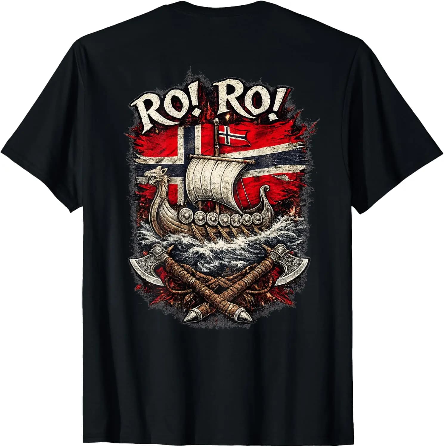 Ro Norway Norwegian Norse Longship Fan T-Shirt 100% Cotton Trendy Y2K Short-Sleeve Tee-Soft, Quick-Drying, Moisture-Wicking;