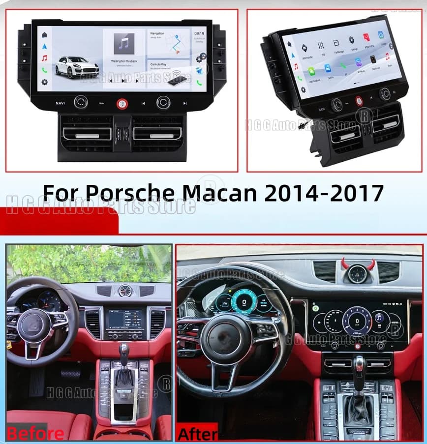 Autoradio Android 14 da 12,3 pollici per Porsche Macan 2014-2017 con Navigatore GPS, 8-Core, CarPlay, Android Auto, 4G, Lettore Multimediale, DSP e Schermo