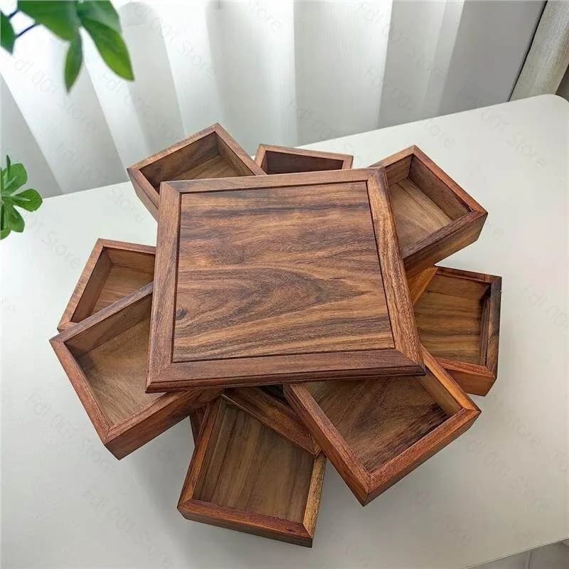 South American walnut Luban rotating mechanism box storage tea set jewelry bracelet Wenwan walnut storage Wenwan bracelet