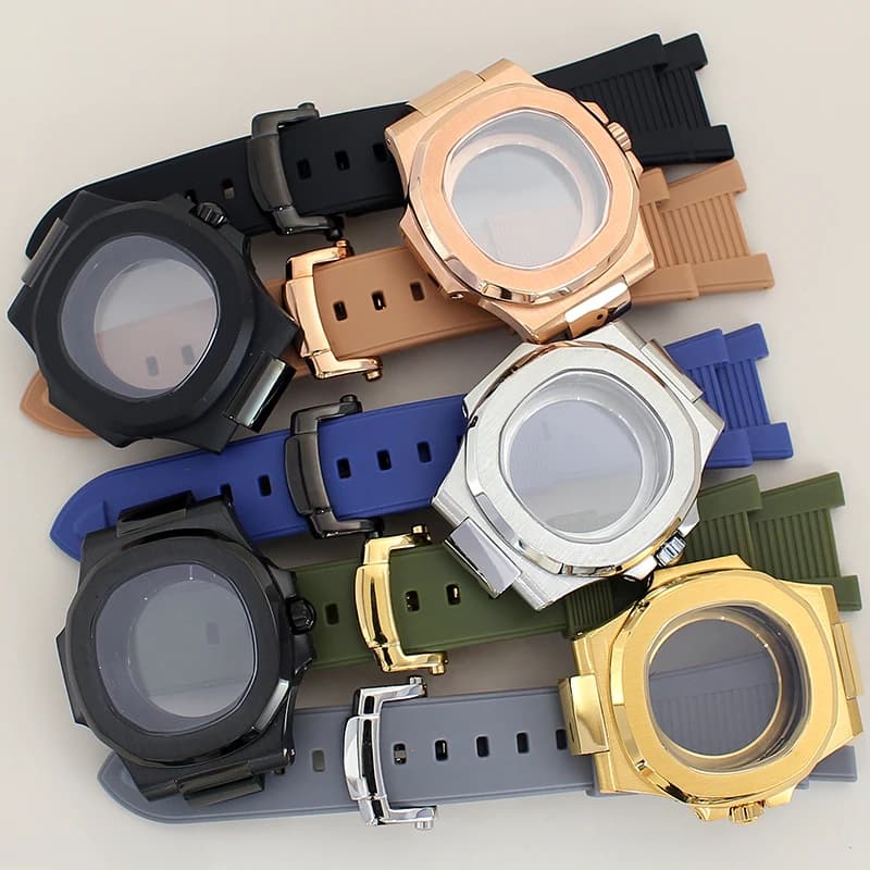 40mm NH35 Cassa Orologio da uomo Accessori Vetro zaffiro Per Nautilus Seiko nh34 nh36 nh38/35 Movimento 30.8mm Quadrante Bracciale in gomma