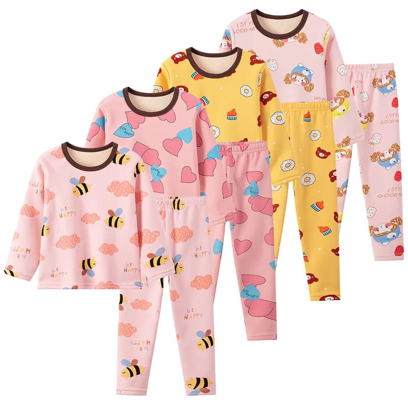 2 pezzi autunno e inverno per bambini 7 colori cartone animato biancheria intima spessa vestito caldo per ragazzi e ragazze pigiami e pigiami divertenti e carini