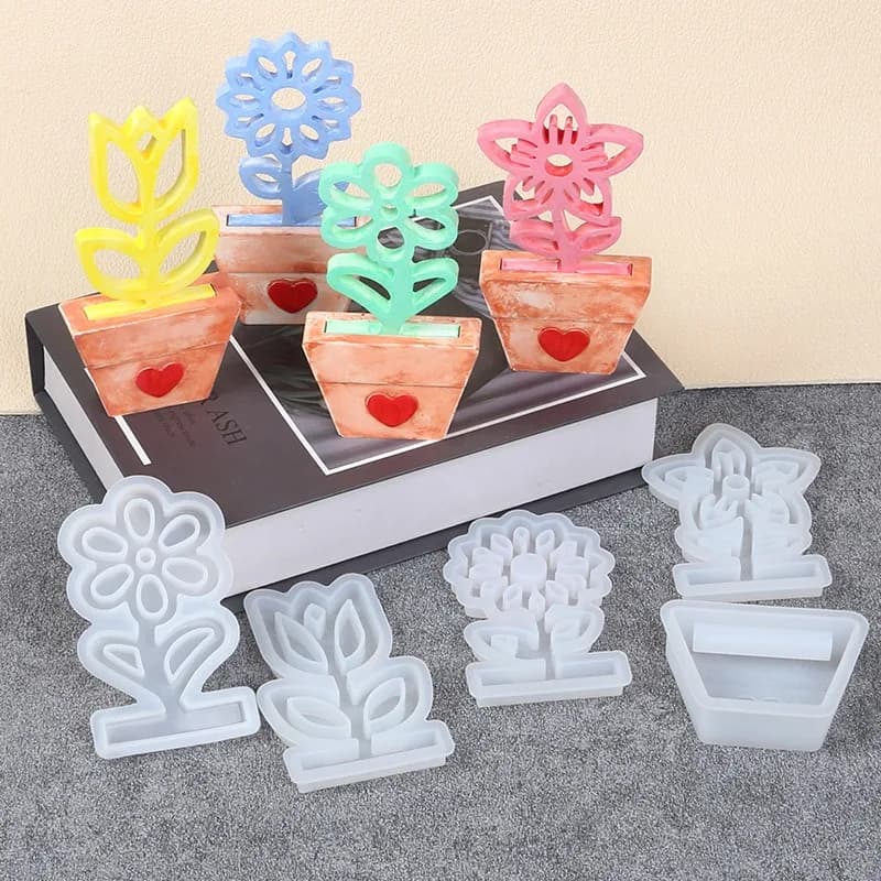 3Pcs Flower Pot Tulip Daisy Silicone Cutter Set DIY Fondant Biscuit Stamp Mold for Baking Home Decor Handmade Craft