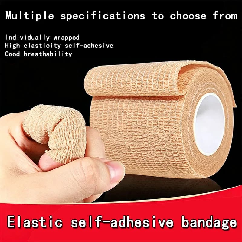 Benda Elastica Autoadesiva da 4,5m, Fasciatura Sportiva Traspirante Non Tessuta per Dita, Polsi, Caviglie, Ginocchia, Colore Pelle, Varie Misure