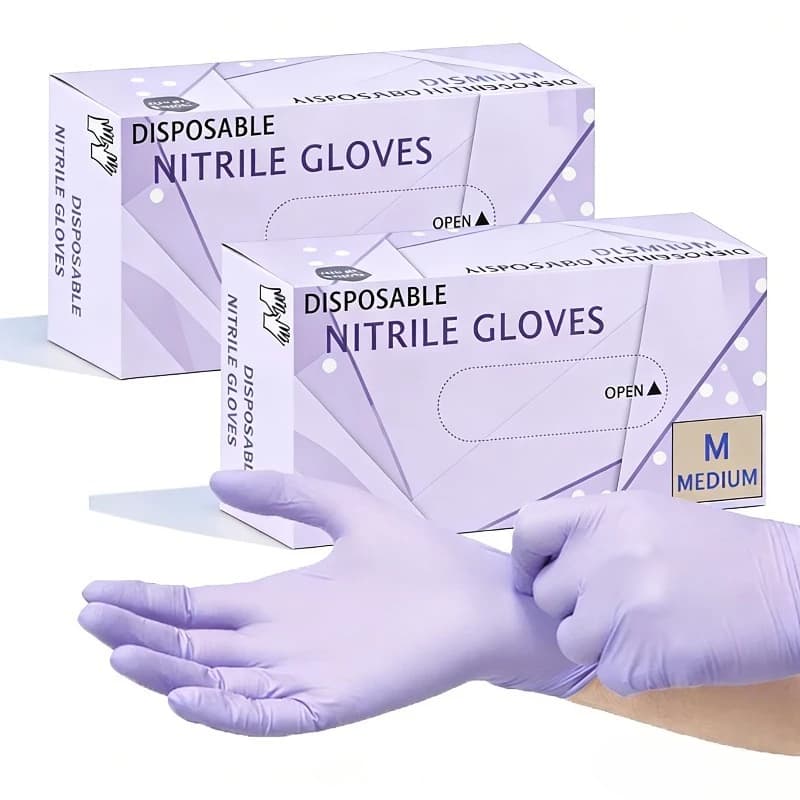20/50/100 Pezzi Guanti in Nitrile Viola Chiaro Monouso per Pulizia, Tatuaggi, Parrucchieri, Impermeabili e Resistenti alle Macchie