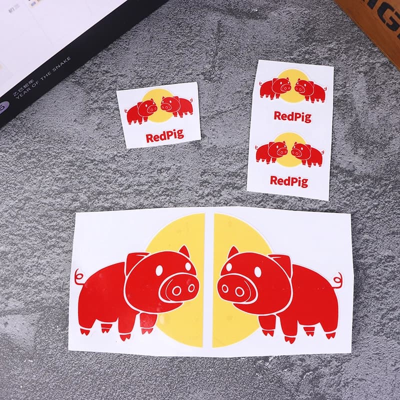{MX} Funny red pig stickers for upper tube front fork bicycle MTB handlebar bike decals for helmet decorative sticker for cycling team