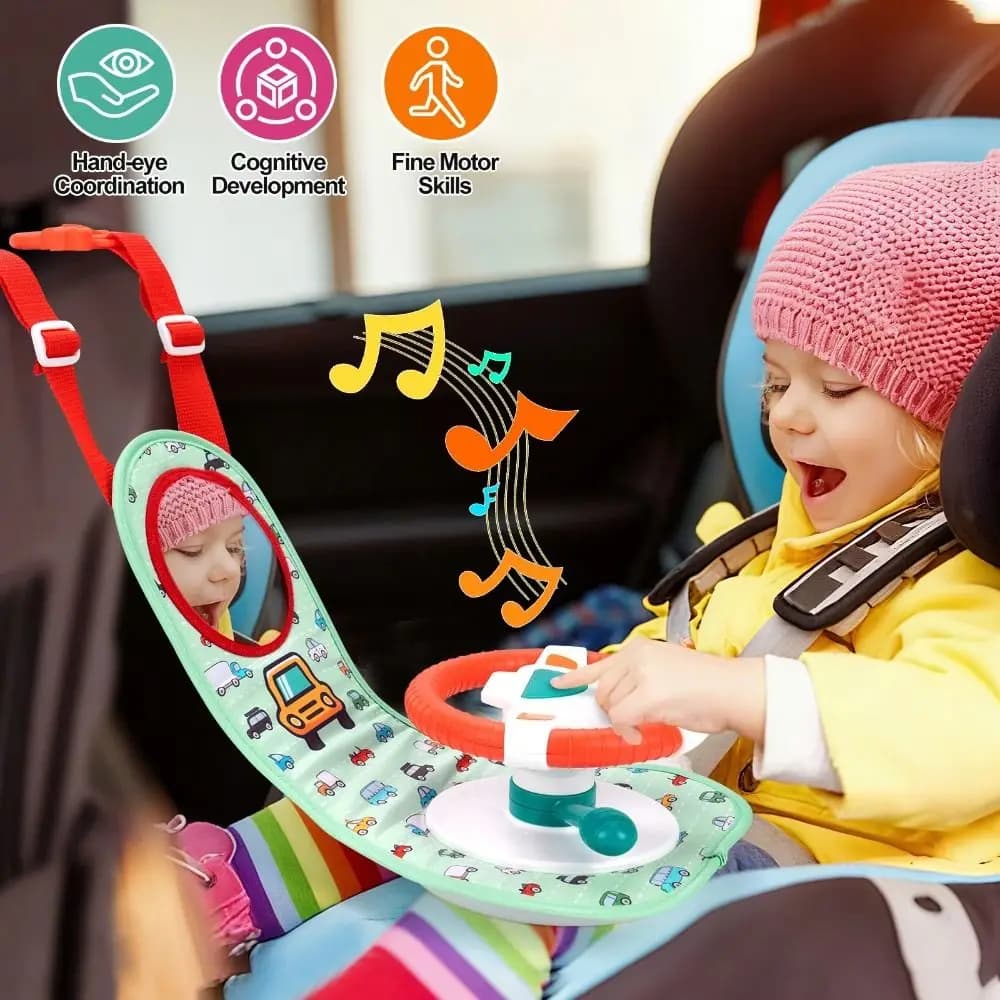 NEW Sound Effect Baby Car Steering Wheel Interactive Hanging Design Steering Wheel Toy Educational Baby Seat Copilot Gifts