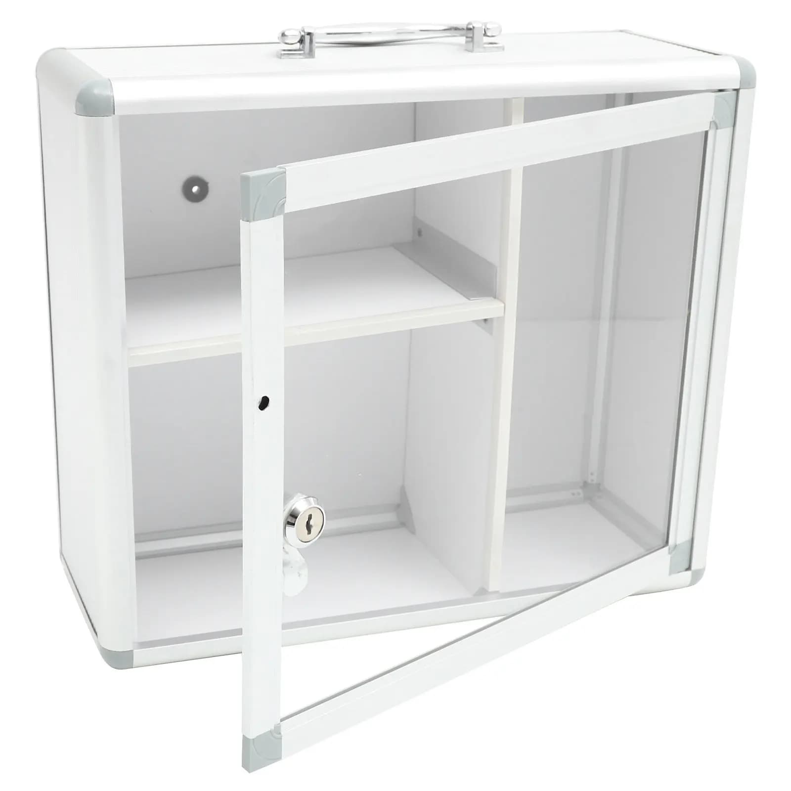 Cassetta Porta Medicinali da Parete in Lega di Alluminio con Serratura, Contenitore Portatile per Kit di Pronto Soccorso, Organizer per Casa, Ufficio, Auto e Uso Esterno