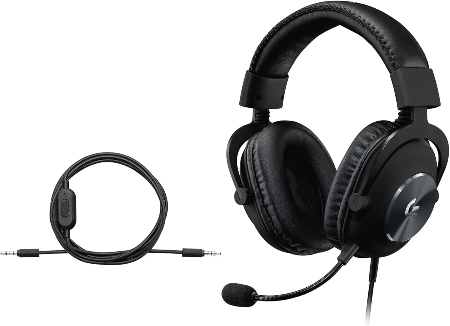 Professional Gaming Headphones with Compact Microphone, Audio DTS 7.1, Memory Foam Bearings, 50mm Driver and USB DAC - Black