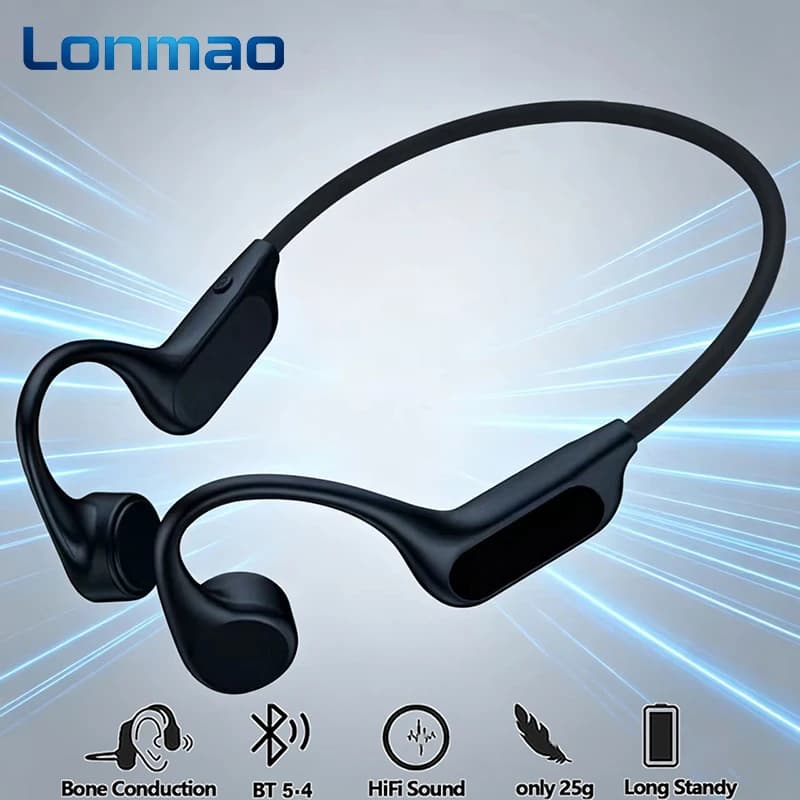 Auricolari a Conduzione Ossea Wireless Bluetooth 5.4 B33, Cuffie Sportive con Microfono HD per Allenamento, Corsa e Guida