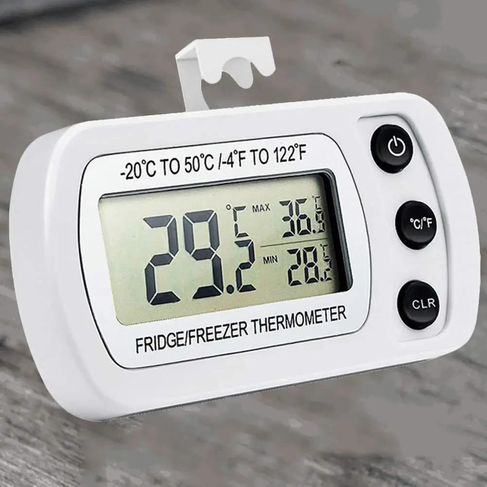 Termometro Digitale per Frigorifero con Display LCD Extra-Large, Impermeabile IPX3, Sensore di Temperatura per Frigo, Congelatore, Stanza, Memoria Max Min