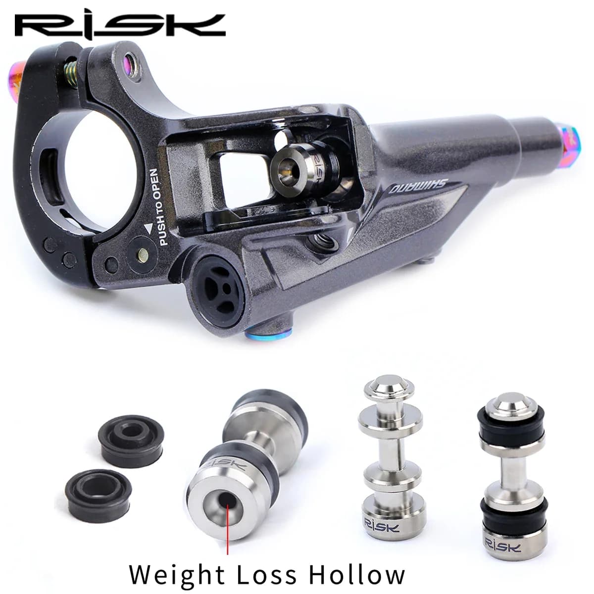 Parte di riparazione del pistone della leva del freno della bicicletta in titanio RISK con 2 paraolio per parti della leva del freno a disco della bici XT M785 M8000 SLX M7000 MTB