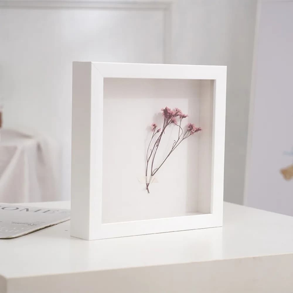 Wooden 3D Picture Frames Handmade Depth 3cm DIY Photo Frame Square 6/8/10in Specimen Display Display Box Rack for Dried Flower