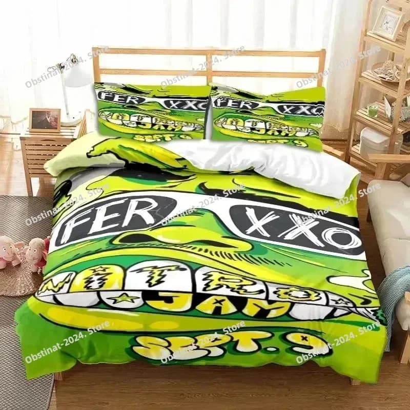Set biancheria da letto Fashion Ferxxo Feid Rapper Set letto stampato con federa Copripiumino morbido singolo matrimoniale Queen Super King Size