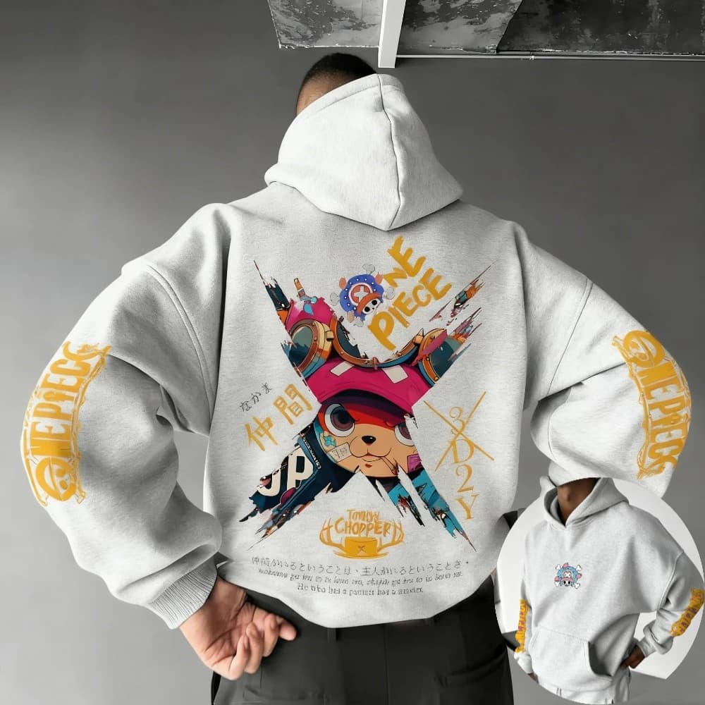 Felpa con cappuccio da uomo One Piece Tony Tony Chopper Japan Anime Primavera Autunno e Inverno Ragazzi a maniche lunghe Completo genitore-figlio