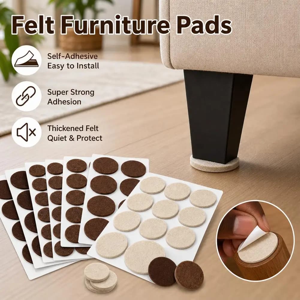 3 sheets Self-Adhesive Felt Furniture Pads Noise Reducing Scratch Prevention for Chairs Tables Sofa Legs