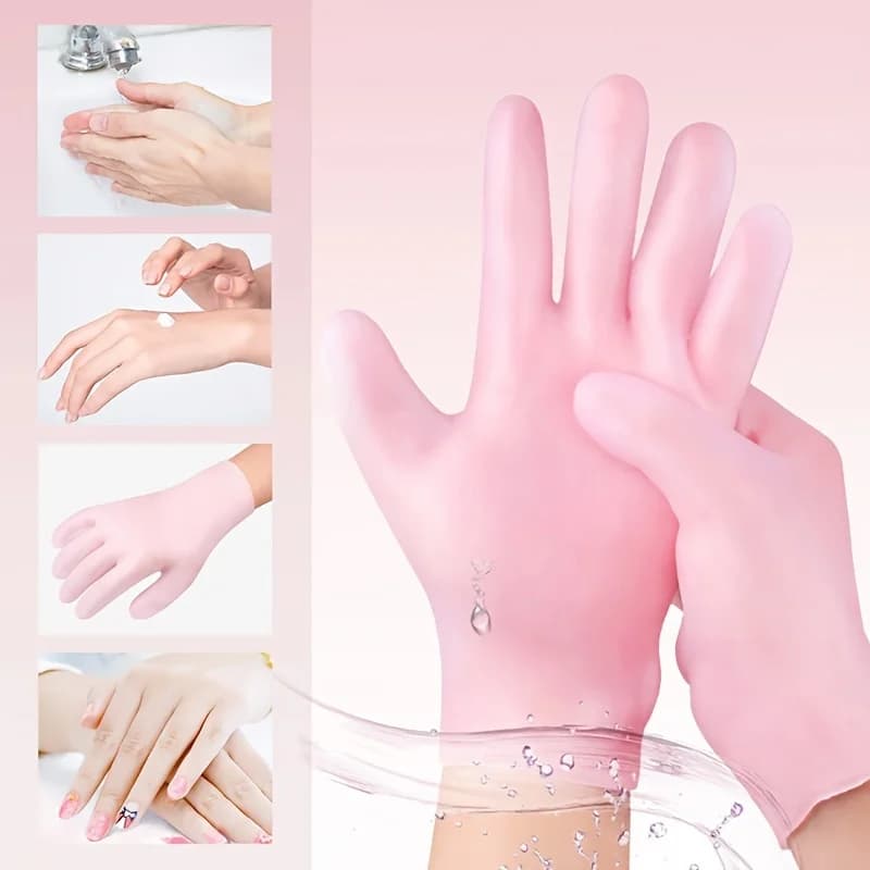 Hydrating Silicone Gloves for Dry Leather, Set of 2, for Hand Care and Beauty Treatment
