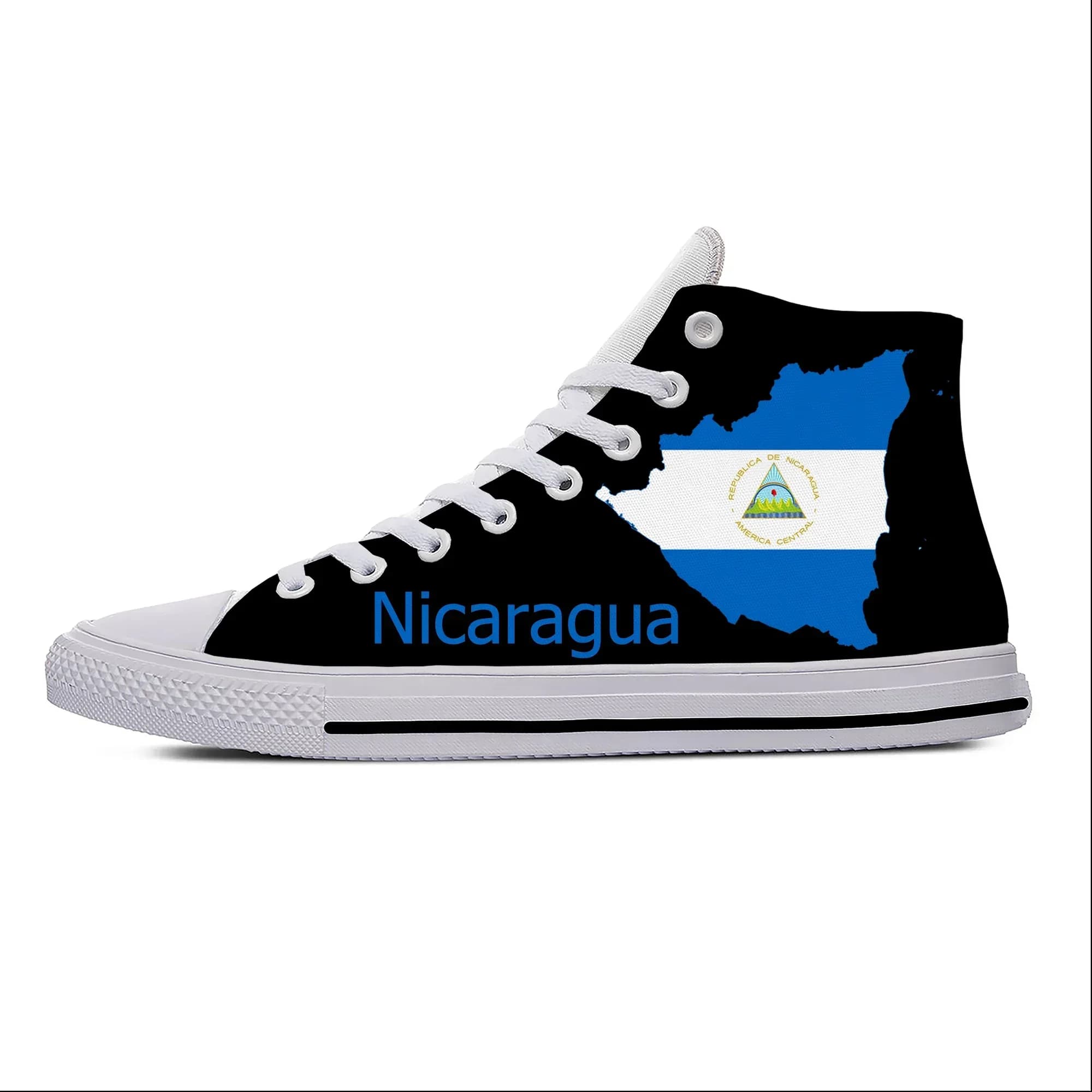 Nicaragua High Top Sneakers Scarpe casual da uomo, donna, adolescente, scarpe da corsa in tela, stampa 3D, cosplay, scarpe leggere e traspiranti