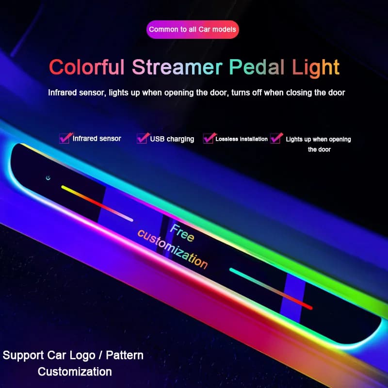 4 pezzi personalizzati per auto bagliore benvenuto davanzale della porta striscia luce soglia lampada benvenuto battitacco pedale luce luce ambientale illuminata