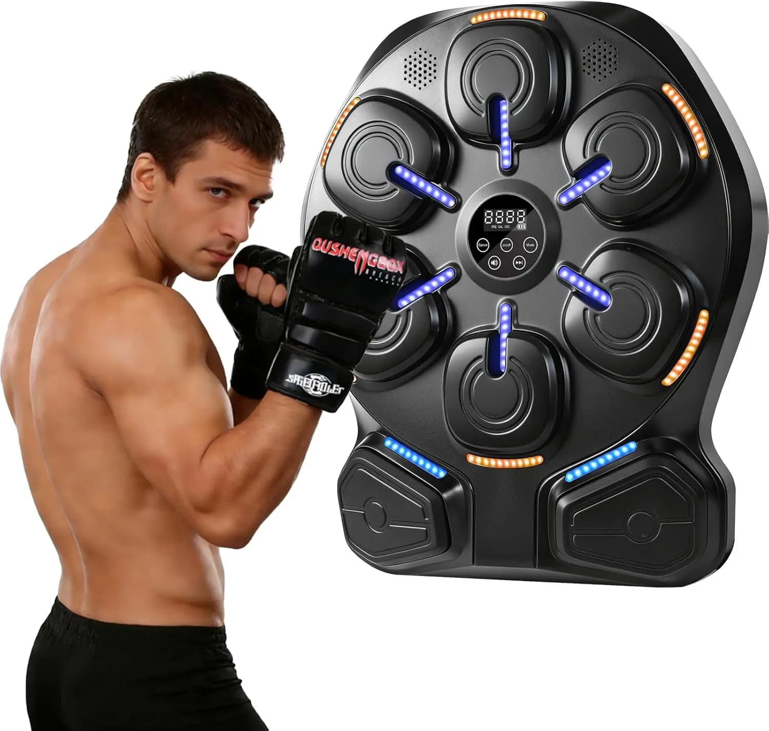 LED Interactive Boxing Machine with Bluetooth Speaker - Smart Boxing Bag for Fitness Training and Stress Reduction