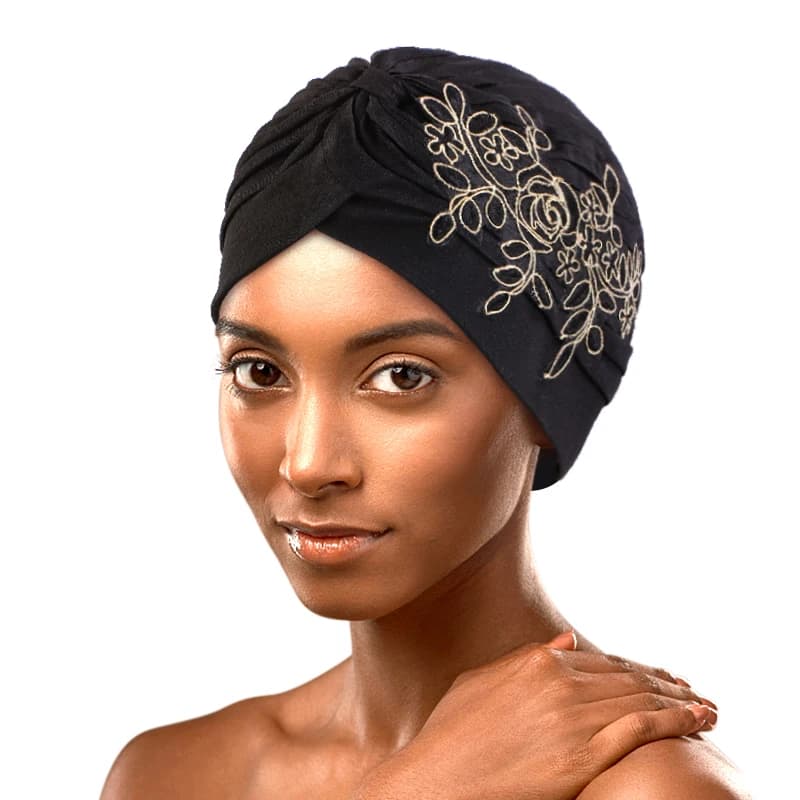 Nuove donne paillettes decorazione floreale turbante africano Headtie testa musulmana avvolgere cofano signore copricapo cancro cappelli India Cap Bandana