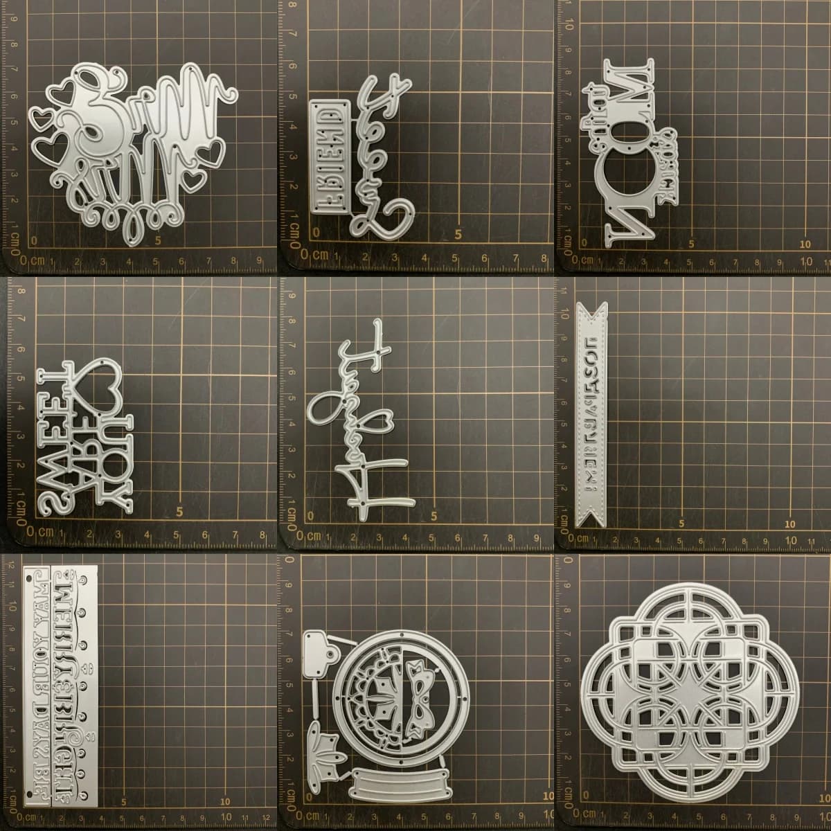 9 tipi Lettera Sfera di cristallo Metallo Fustelle Stencil per Scrapbooking fai da te Decorativo Goffratura Artigianato Fustellatura CutsTemplate