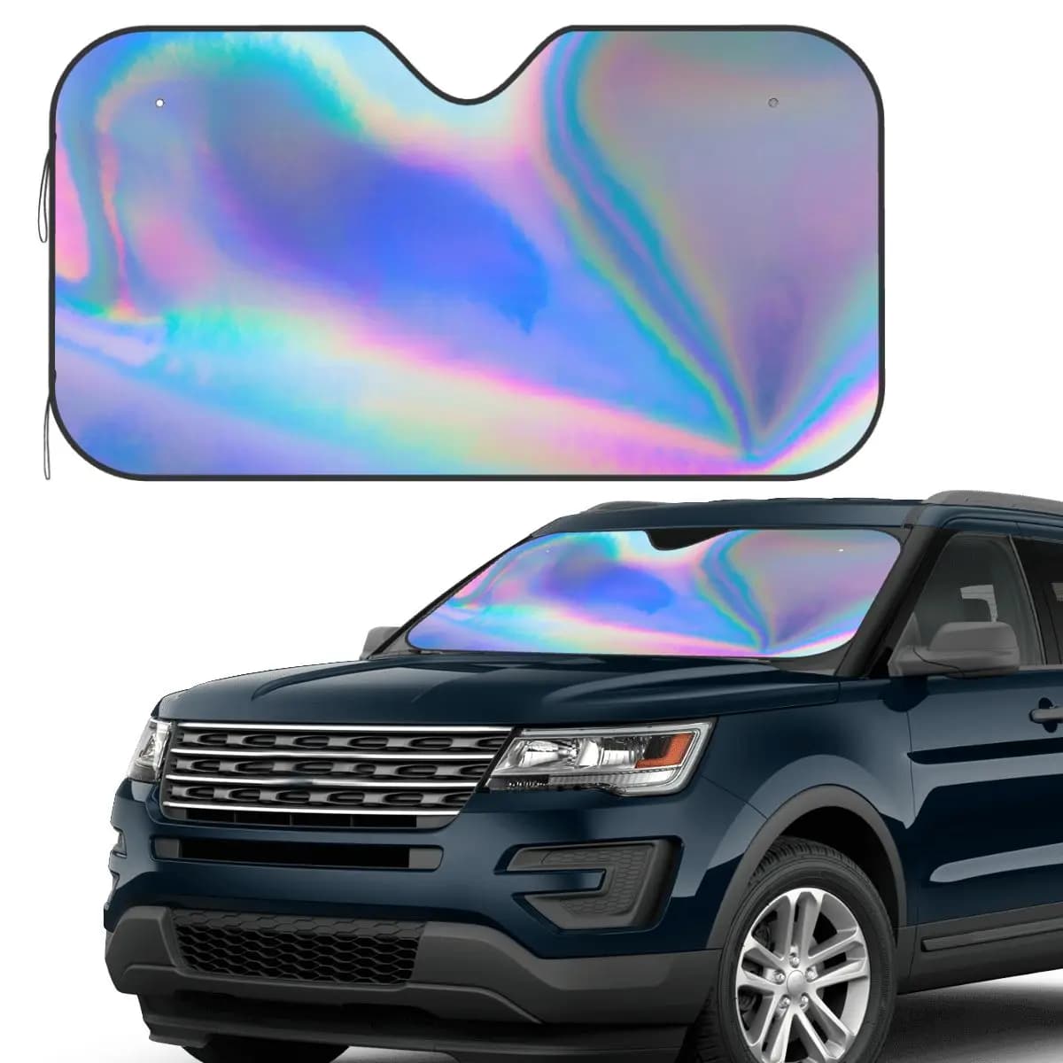 Coperture per accessori per visiera parasole per parabrezza anteriore per auto con superficie in lamina olografica