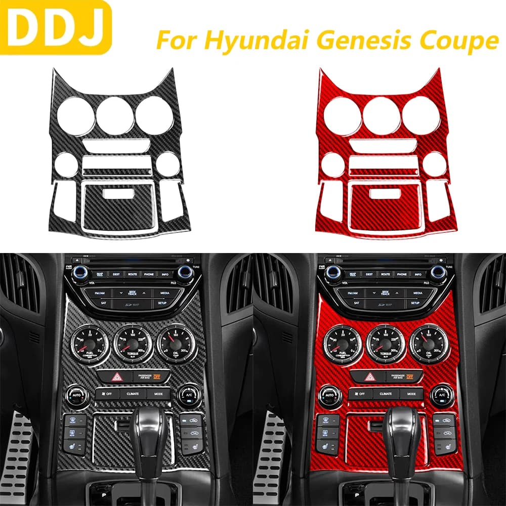 For Hyundai Genesis Coupe 2013-2016 Central carbon fiber console Navigation Radio CD Panel AC Trim Cover Car Accessories Wall decal