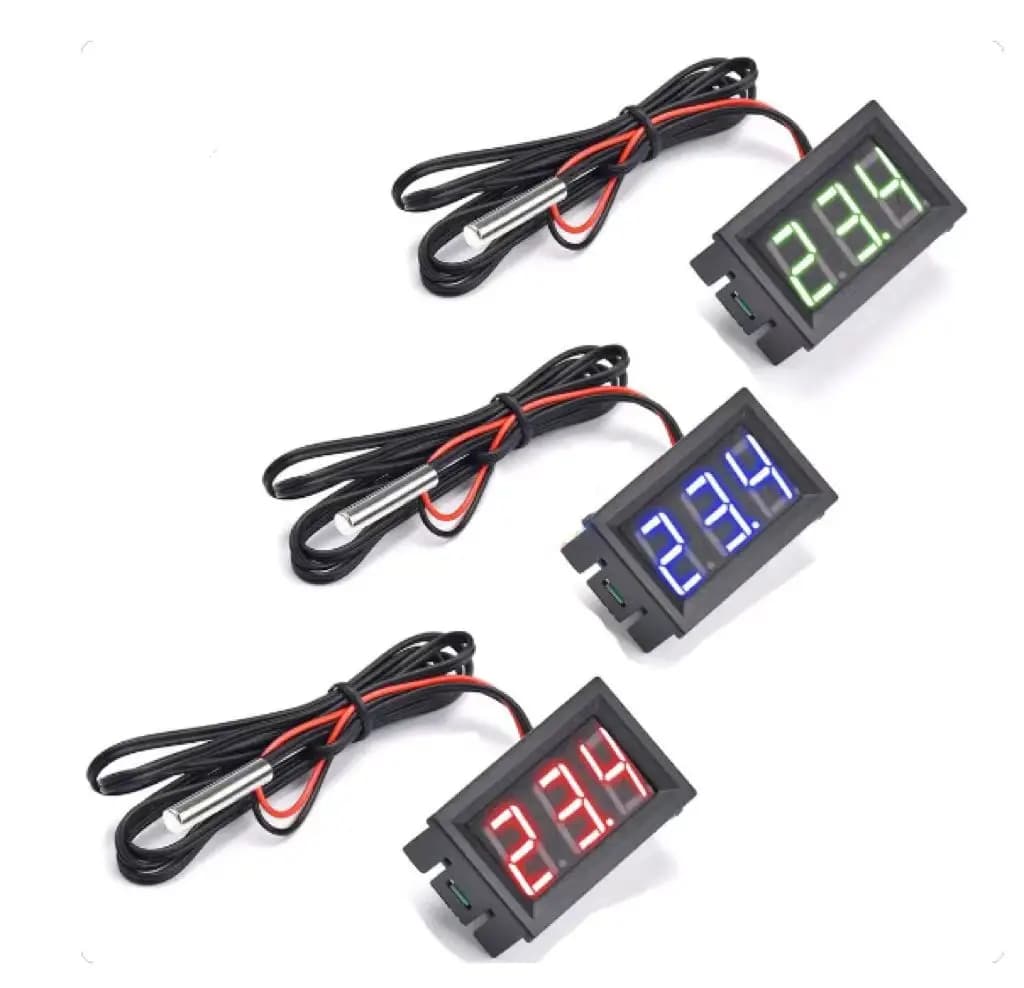 DC4-30V Mini Digital Thermometer LED for Auto Temperature Monitor Measuring Panel Measuring Range-50-120C with Temperature Probe