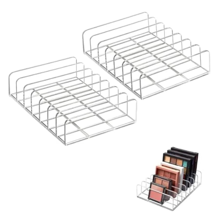 Confezione da 2 organizer per palette trucco in acrilico, porta palette ombretti a 7 scomparti, espositore trasparente per cassetti e piani di lavoro, Cos