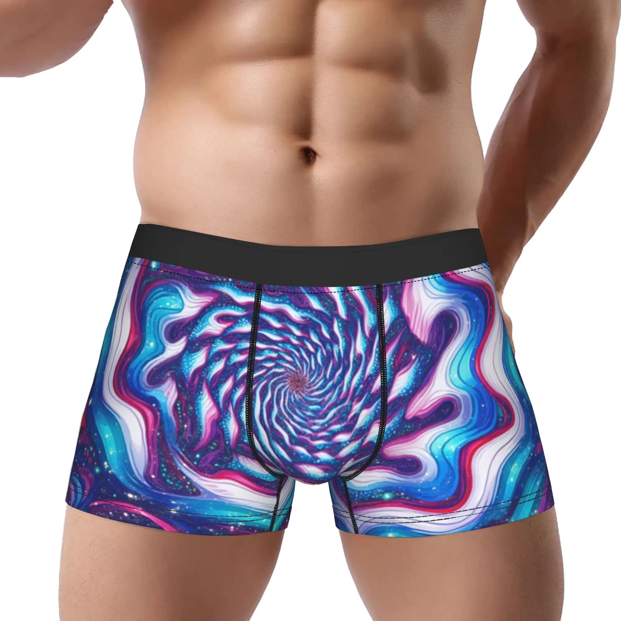 Fantasy (5) Psychedelic Swirl Underpants Breathbale Panties Men's Underwear Ventilate Shorts Boxer Briefs