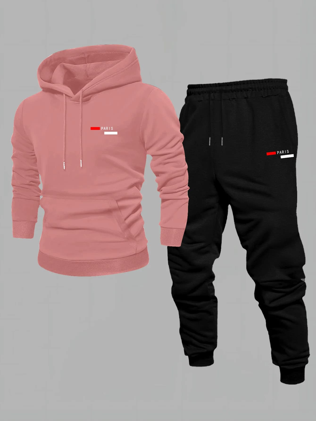 Hoodie sweatshirt men's fall/winter sports casual set with trendy American print top and pants set. Men's clothing sets.