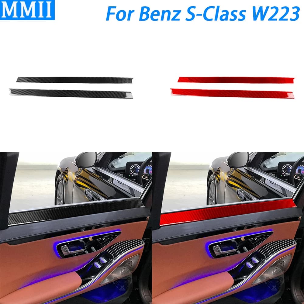 Per Benz classe S W223 2021-2024 vera fibra di carbonio porta interna finestra pannello copertura Trim auto decorazione d'interni accessori adesivo