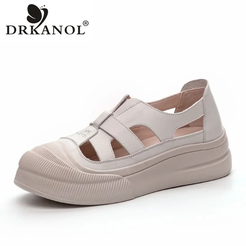 DRKANOL Moda Donna Scarpe con plateau piatto Estate Fondo spesso Scava fuori Sandali traspiranti Slip On Scarpe da ginnastica casual leggere