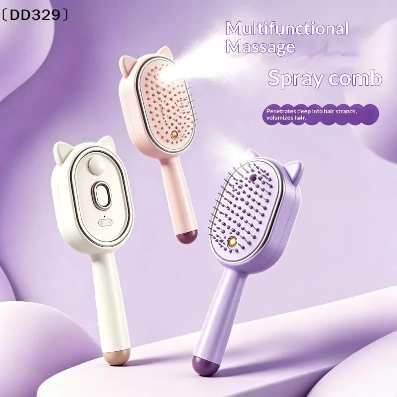 Electric Spray Air Cushions Massage Comb 3 In 1 Self Cleaning Steam Essential Oil Brush Rechargeable Spray Scalp Massager〔DD329〕