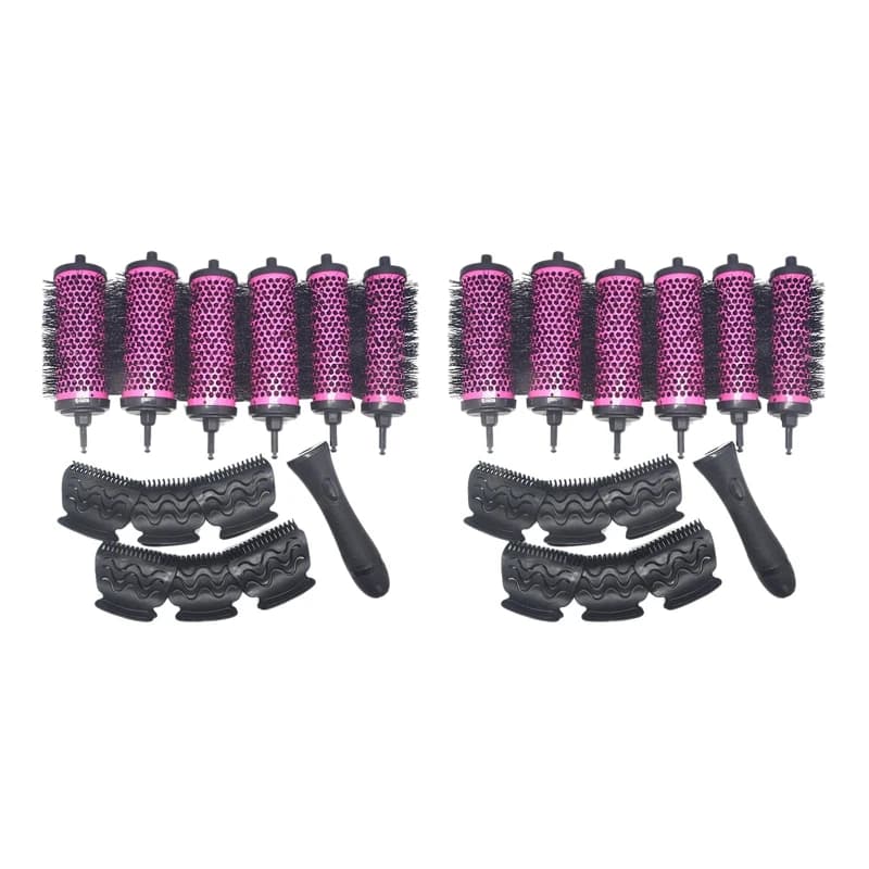 12 pcs/set brush for hair with 3-dimensional detachable handle with comb positioning clip for ceramic hairdresser