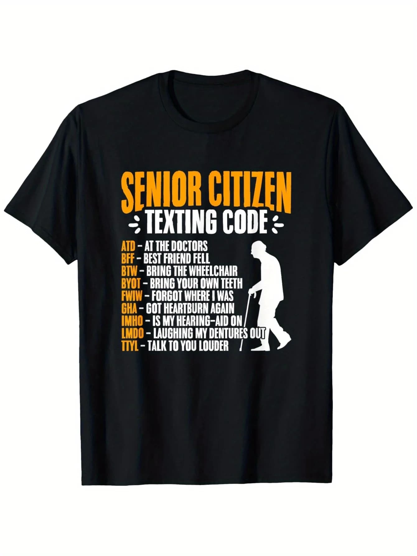 T-shirt con codice di testo senior Citizen - Divertente maglietta da uomo anziana in cotone nero