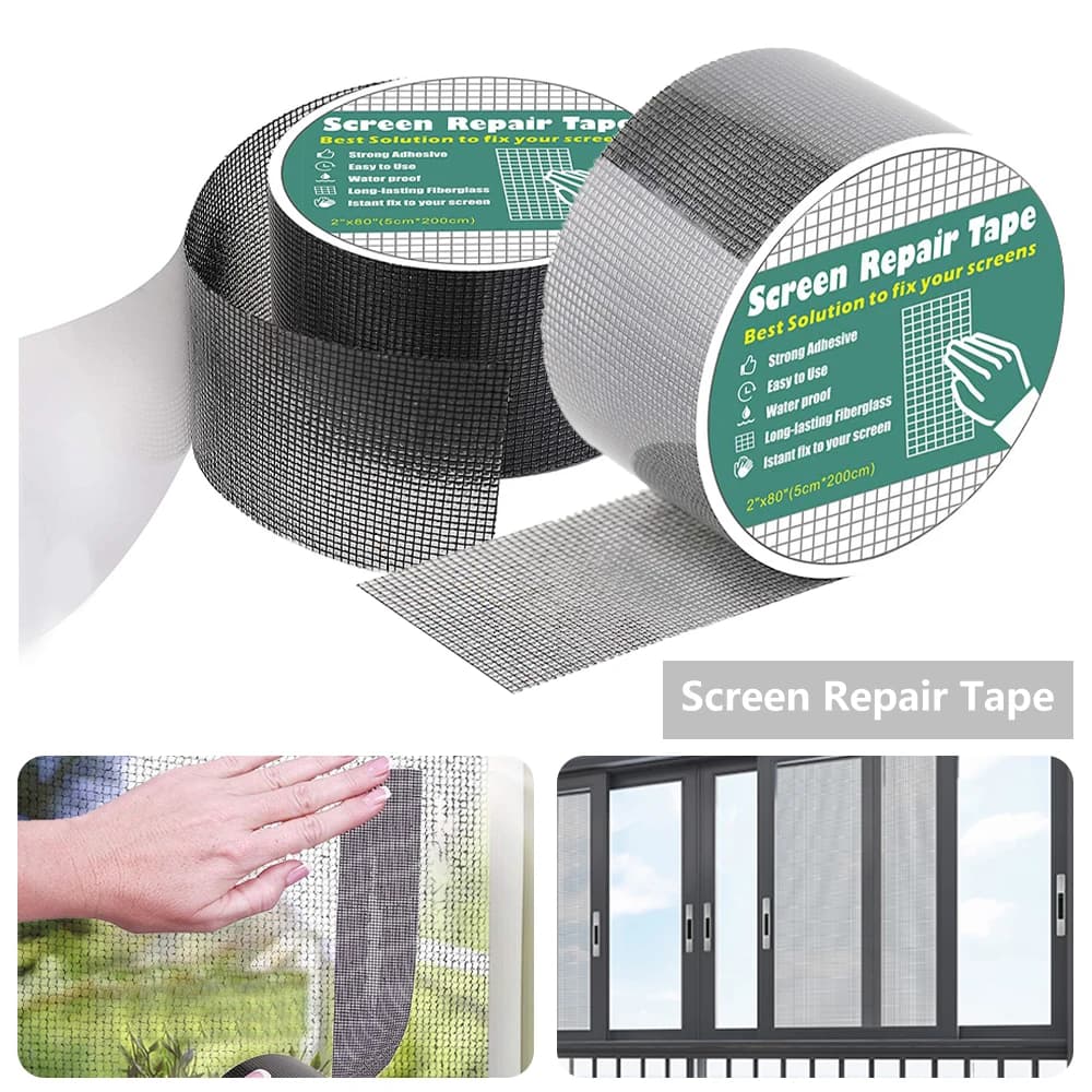 Nastro di riparazione per zanzariera per finestre Nastro di rete in tessuto di fibra di vetro Barriera per insetti Forte adesivo impermeabile per porta Patch per schermo a rete