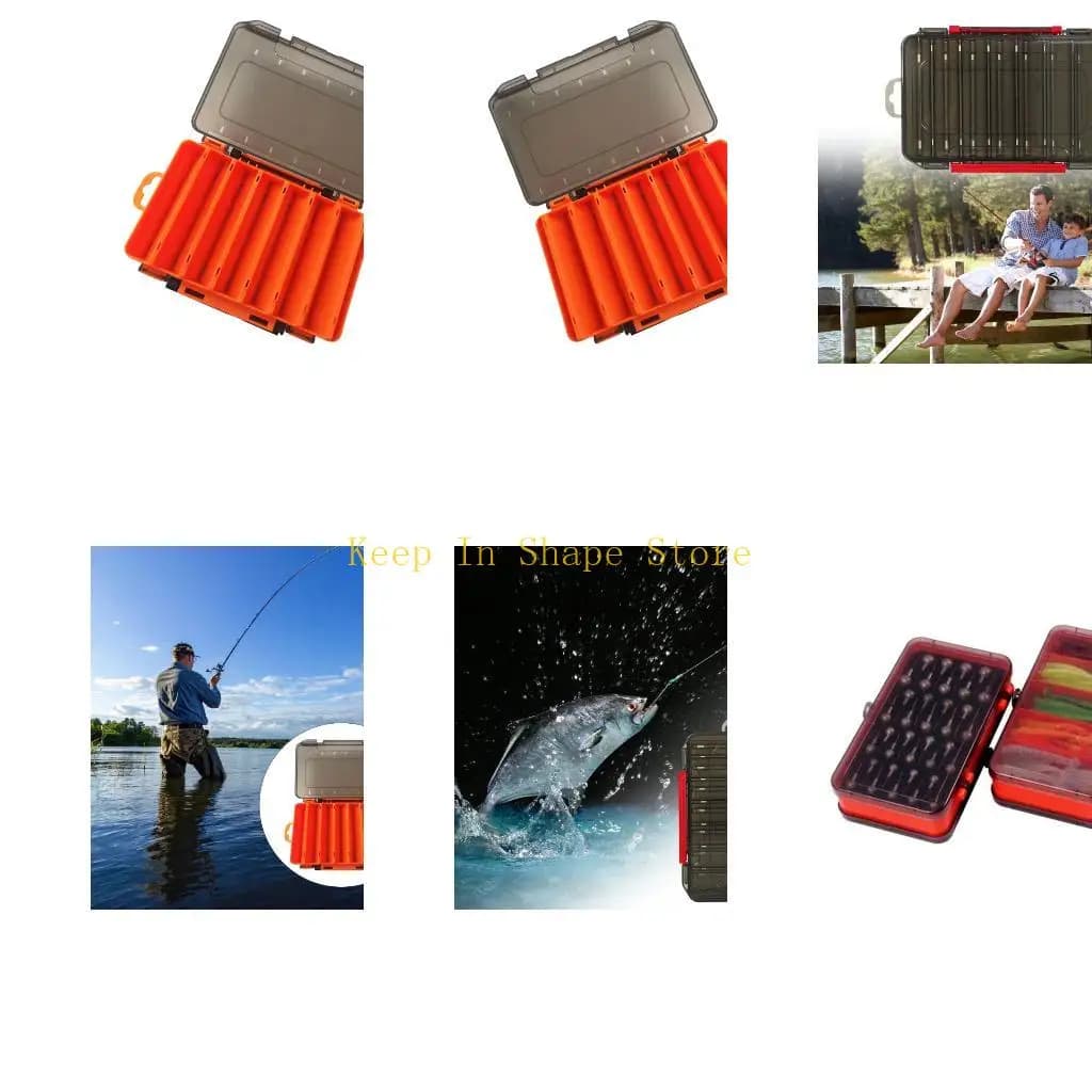 U1JC Multi compartment equipment box Double side fishing bait Casing for squid bait Fishing bag