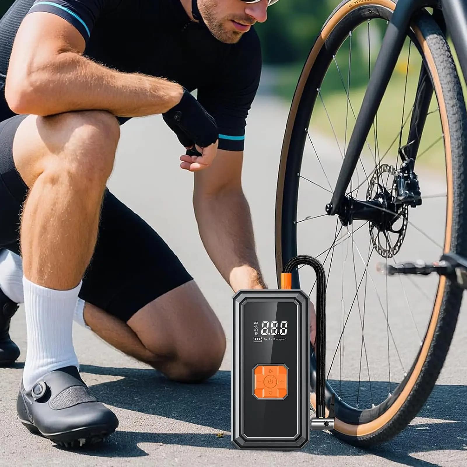 Pompa d'aria per auto con manometro digitale Gonfiatore per pneumatici senza fili Compressore d'aria portatile per palline da bici Giocattoli gonfiabili SUV Berlina