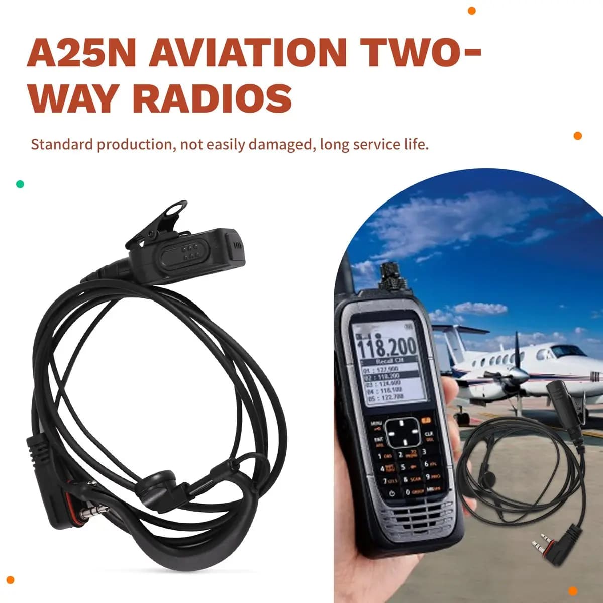 uyuy Walkie Talkie Earhook Headset for ICOM A24, A25CE, A25N Aviation Two-Way Radios Headphones Accessory