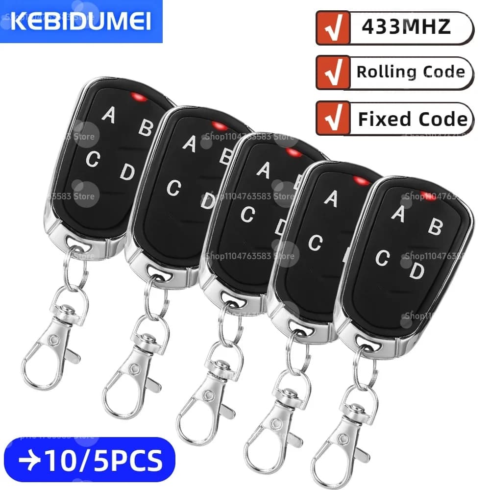 5/10pcs 433MHz Remote Control Garage Door RF Duplicator Fixed Rolling Code Grabber Clone Key Gate Fob Hand Transmitter Command