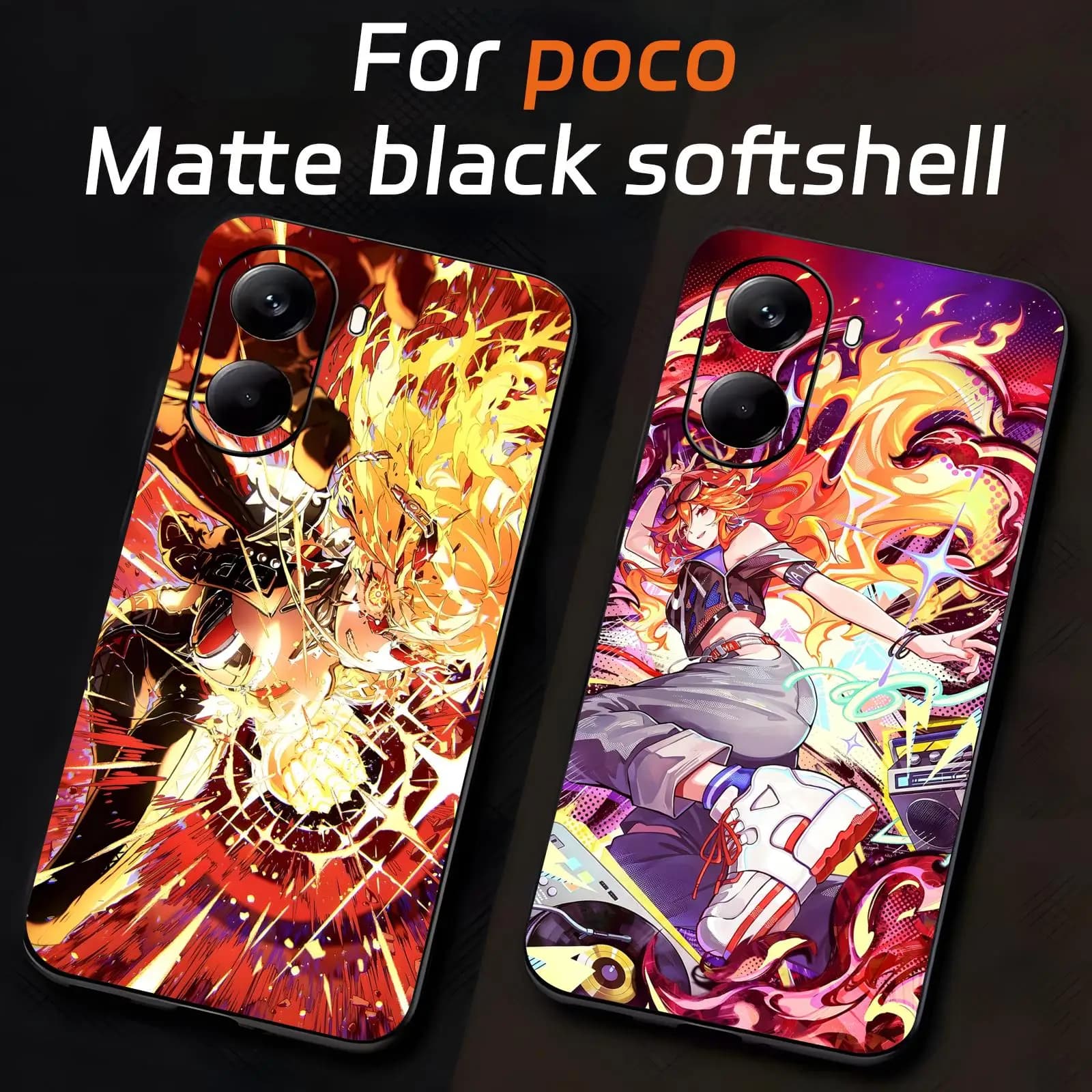 genshin impact Mavuika Phone Case For Xiaomi POCO M7 M6 M5 X7 X6 X5 F7 F6 F5 Pro 5G Soft black Shockproof Cover