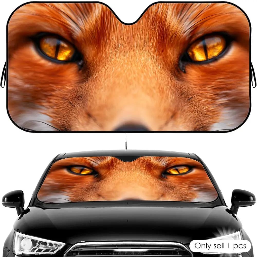 Parasole per Auto Fox Eyes in Alluminio Riutilizzabile, Protezione UV e Isolamento Termico per Parabrezza