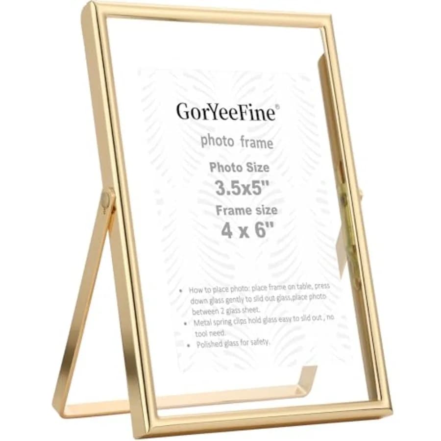 4x6 Floating Picture Frame for Photo 2x3'', 3.5x5'',Adjustable Tabletop/Shelf, Floating Picture Frames 2x3'', Classy Metal Gift