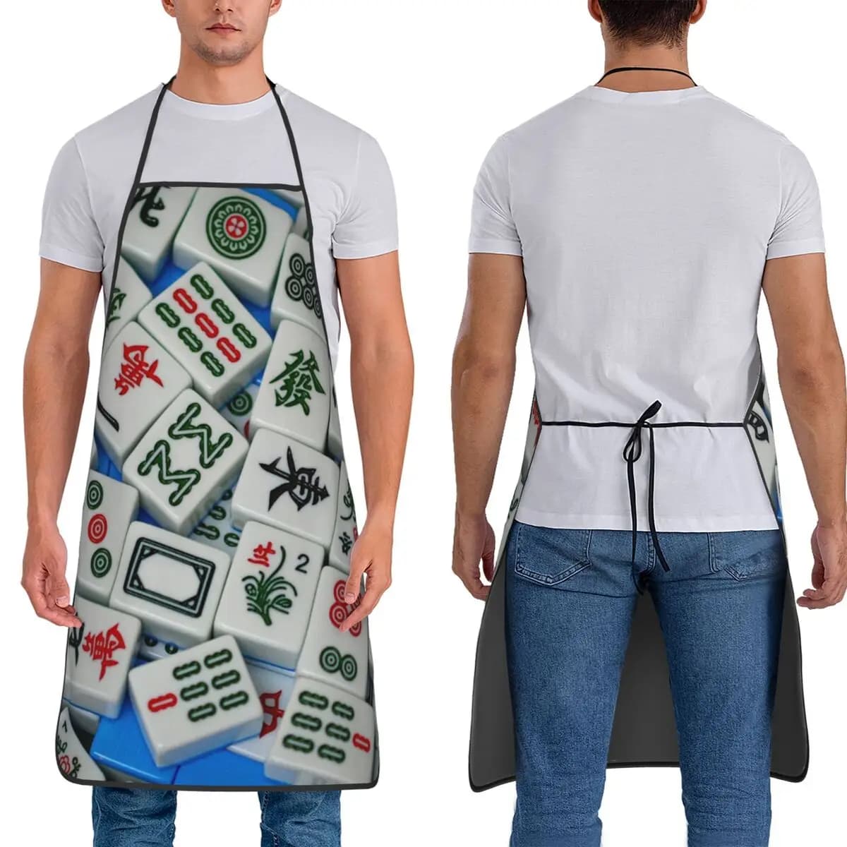 Grembiule con Motivo Mahjong, Tablier da Cucina Senza Maniche, Grembiule per Pulizie in Cucina per Donne e Uomini, Ideale per Giardinaggio