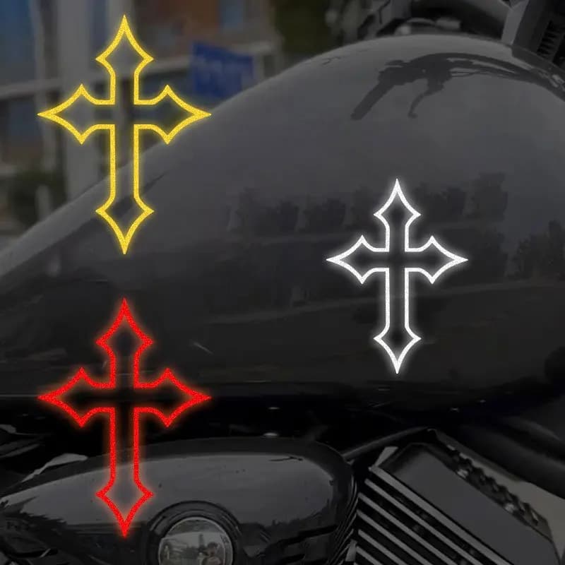 Adesivo Riflettente a Croce per Moto, Impermeabile, Resistente al Sole, Durevole, Adatto per Parabrezza, Parafanghi, Serbatoi e Caschi