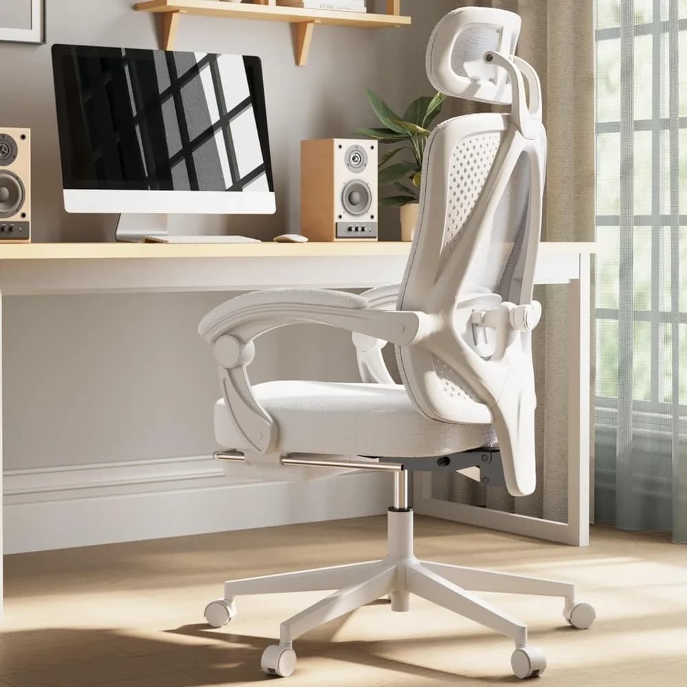 Sedia da ufficio ergonomica, sedia da computer in rete traspirante con cuscino a molla tascabile, comoda sedia da scrivania con lombare regolabile