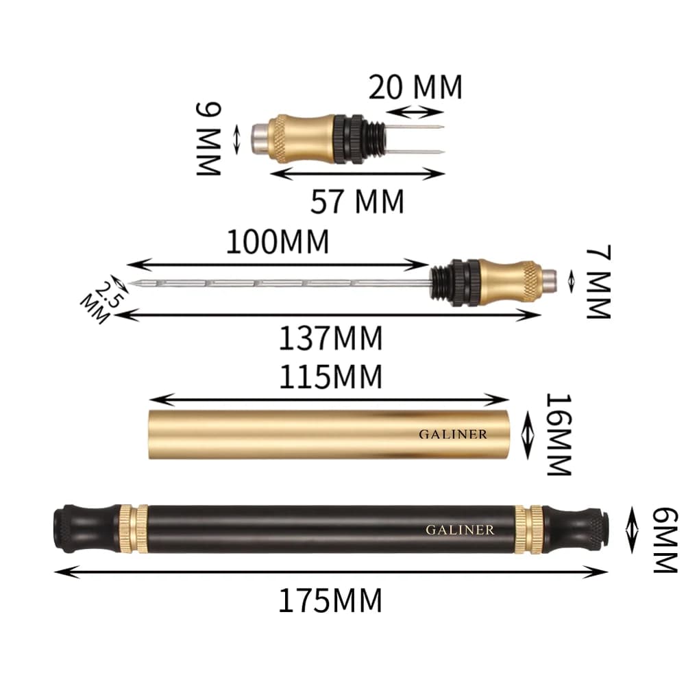 Galiner Pure Copper Cigar Drill Portable Two Needle Nub Holder Cigar Enhancer Tool Punch 3-In-1 Tabacco Cigar Drawer